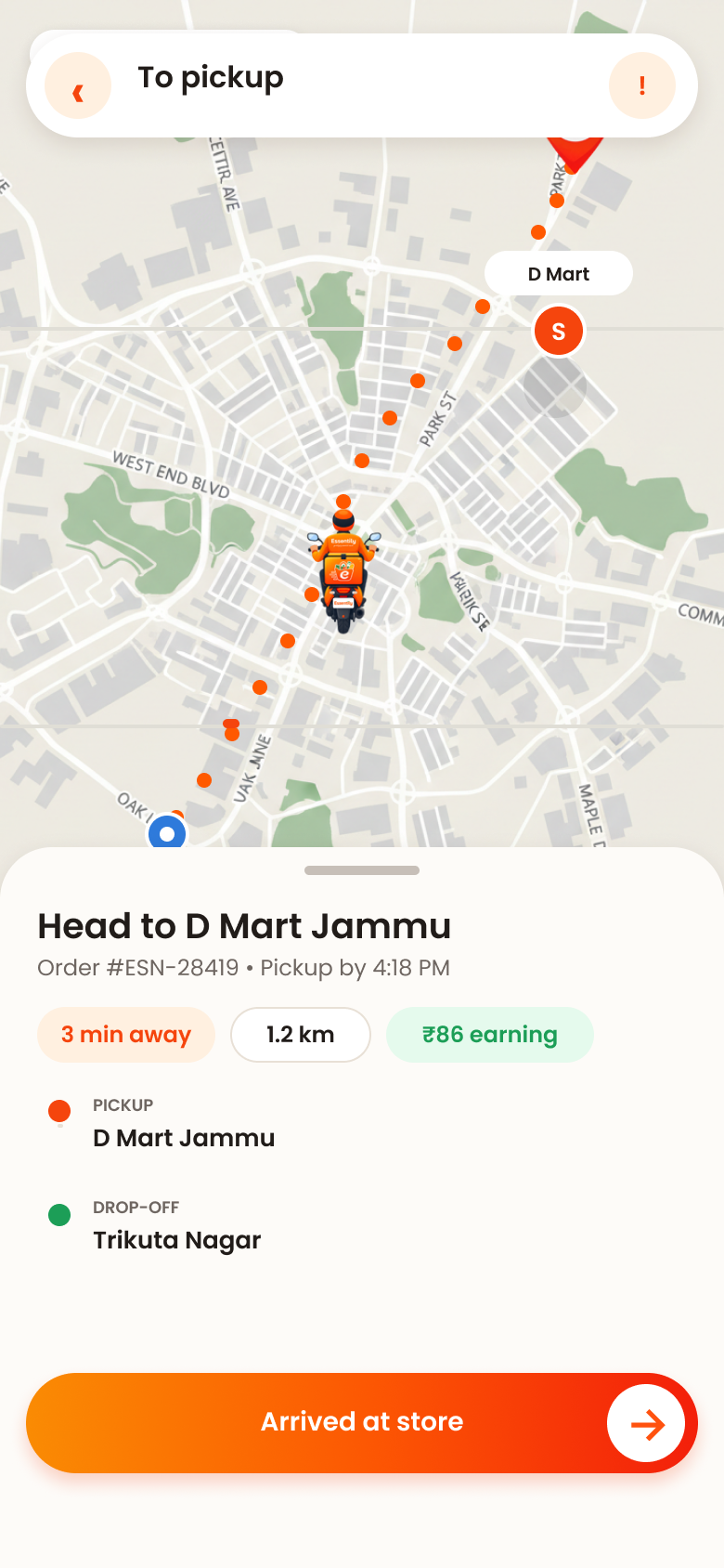 Navigation to Store pickup