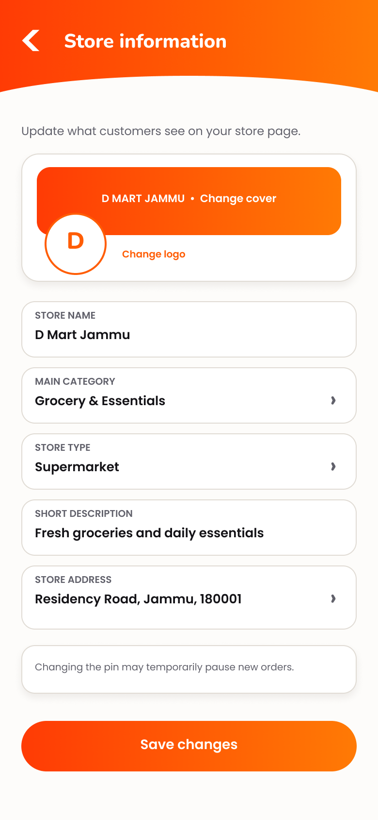 Vendor Store information management